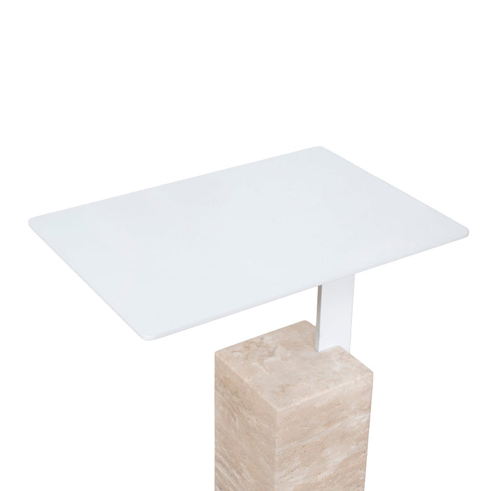 Hilaria 40cm Matte White Side Table - Natural