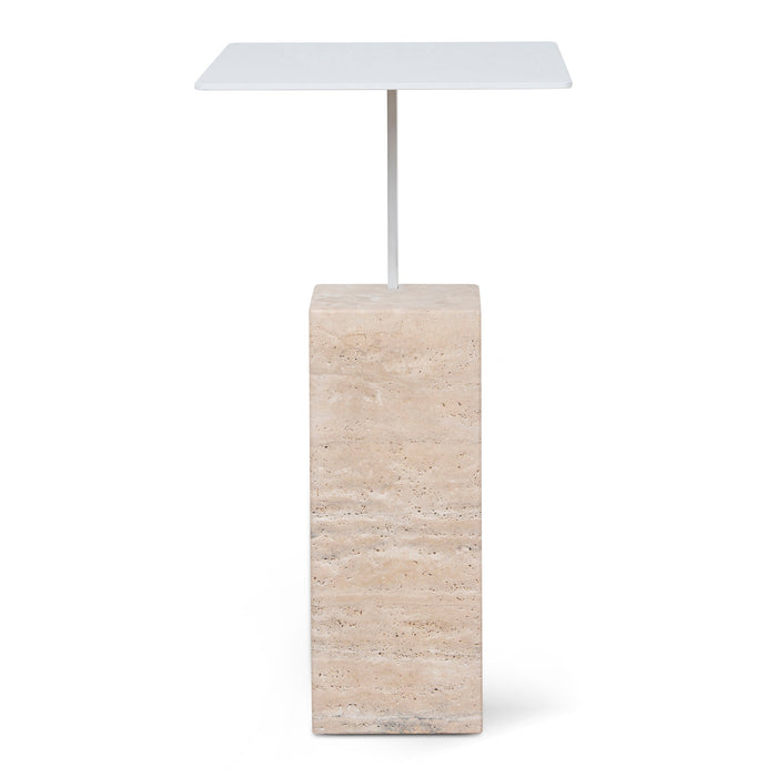 Hilaria 40cm Matte White Side Table - Natural