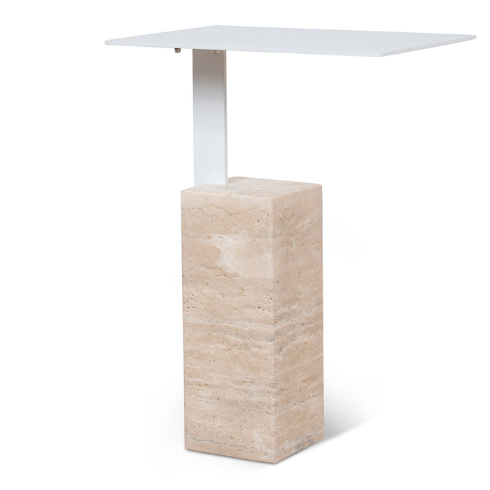 Hilaria 40cm Matte White Side Table - Natural