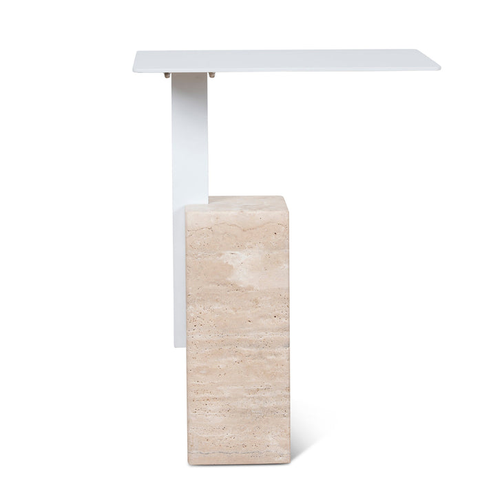 Hilaria 40cm Matte White Side Table - Natural