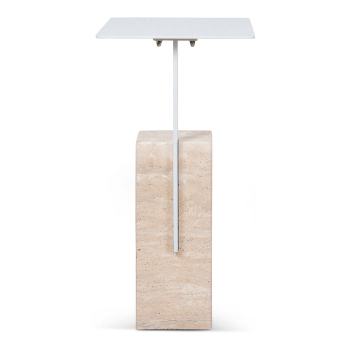 Hilaria 40cm Matte White Side Table - Natural