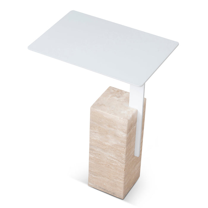 Hilaria 40cm Matte White Side Table - Natural