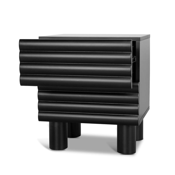 Vasuda 48cm Bedside Table - Matte Black