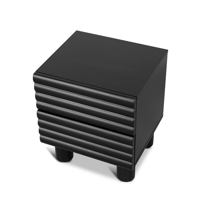 Vasuda 48cm Bedside Table - Matte Black