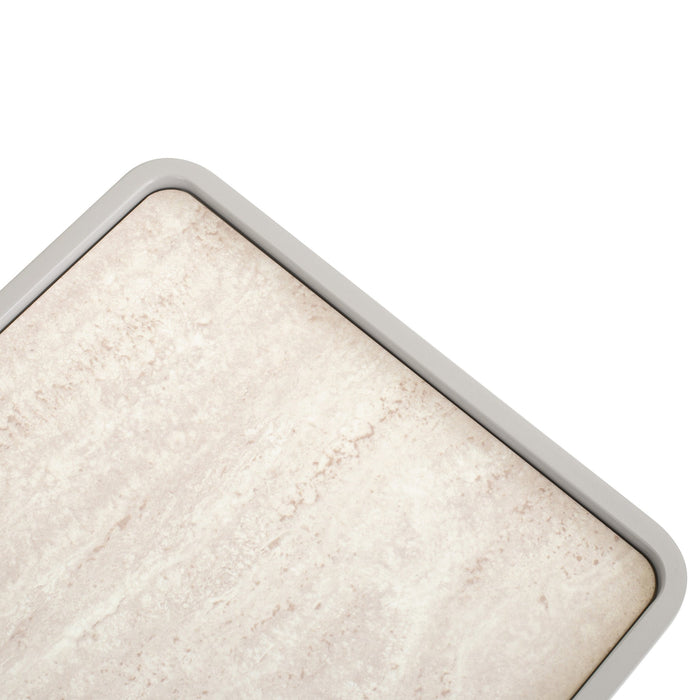 Modesta Glass Top Bedside Table - Warm Grey