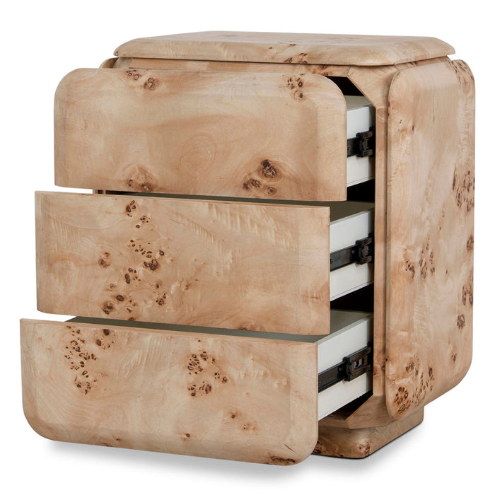 Sorella 51cm Bedside Table - Aspen Burls