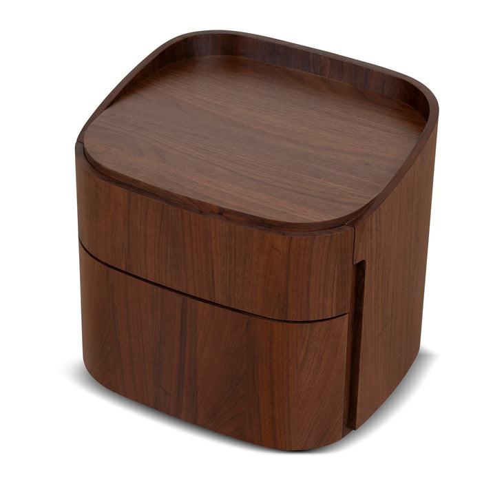 Cube Bedside Table - Walnut