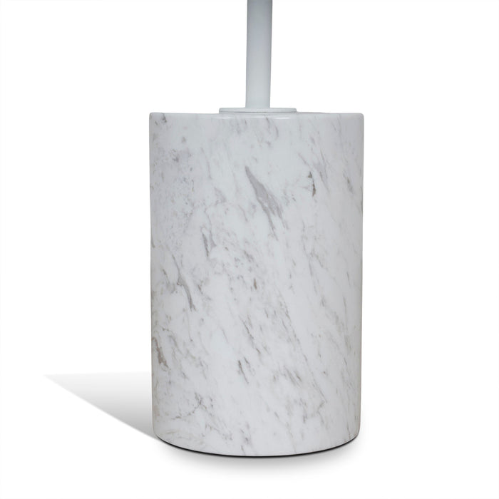 Pravina 45cm Matte White Side Table - Carrara Marble