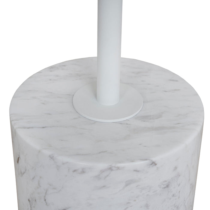 Pravina 45cm Matte White Side Table - Carrara Marble
