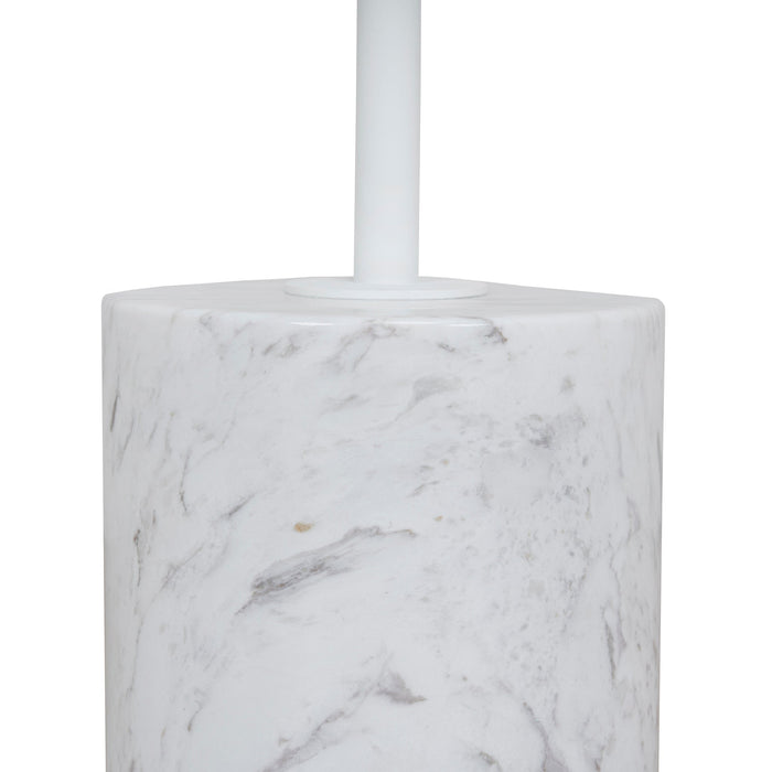 Pravina 45cm Matte White Side Table - Carrara Marble