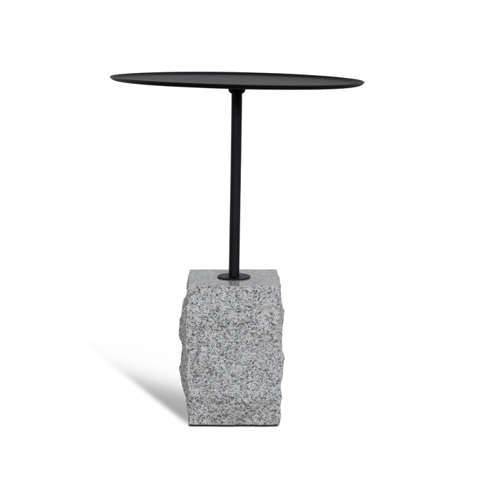 Kelvin 45cm Matte Black Side Table - Faceted Granite Marble