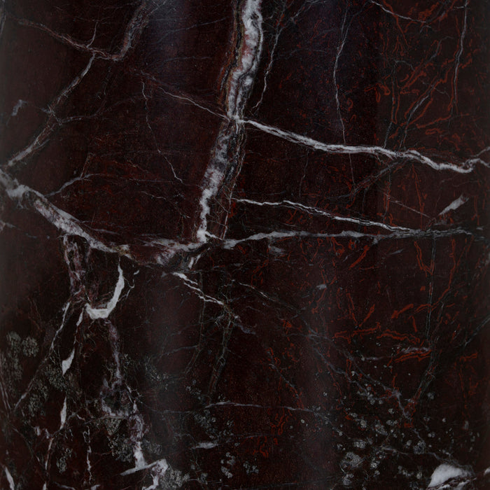 Pravina 45cm Matte Black Side Table - Rosso Levanto Marble