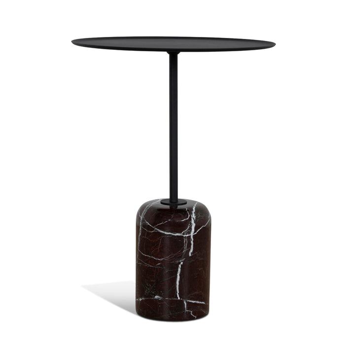 Pravina 45cm Matte Black Side Table - Rosso Levanto Marble