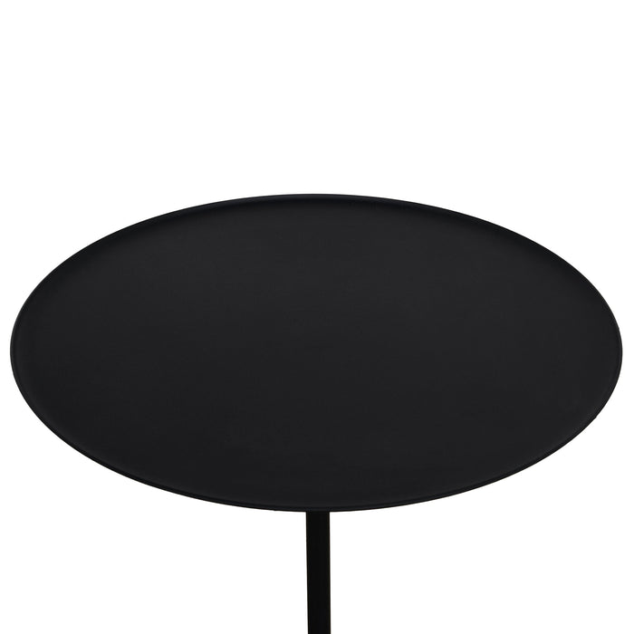 Pravina 45cm Matte Black Side Table - Rosso Levanto Marble