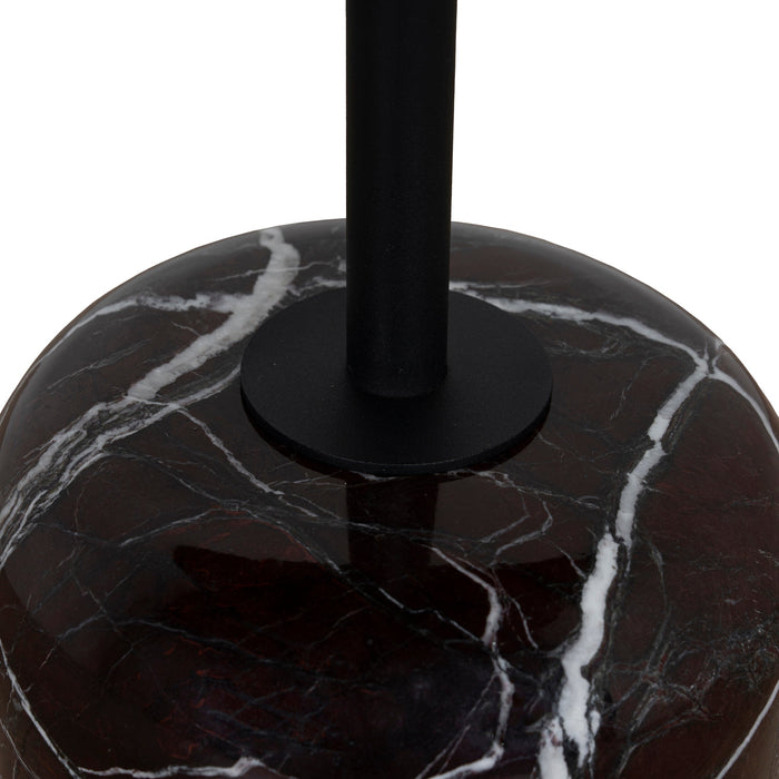 Pravina 45cm Matte Black Side Table - Rosso Levanto Marble