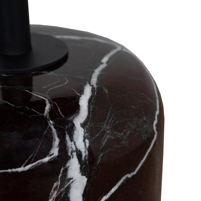 Pravina 45cm Matte Black Side Table - Rosso Levanto Marble