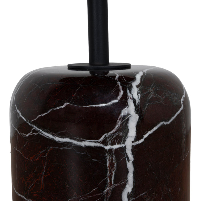 Pravina 45cm Matte Black Side Table - Rosso Levanto Marble