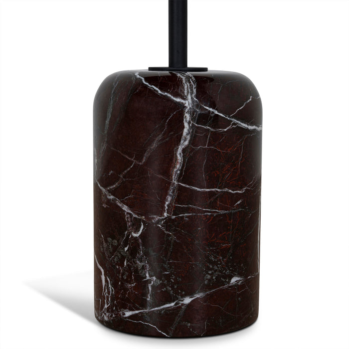 Pravina 45cm Matte Black Side Table - Rosso Levanto Marble