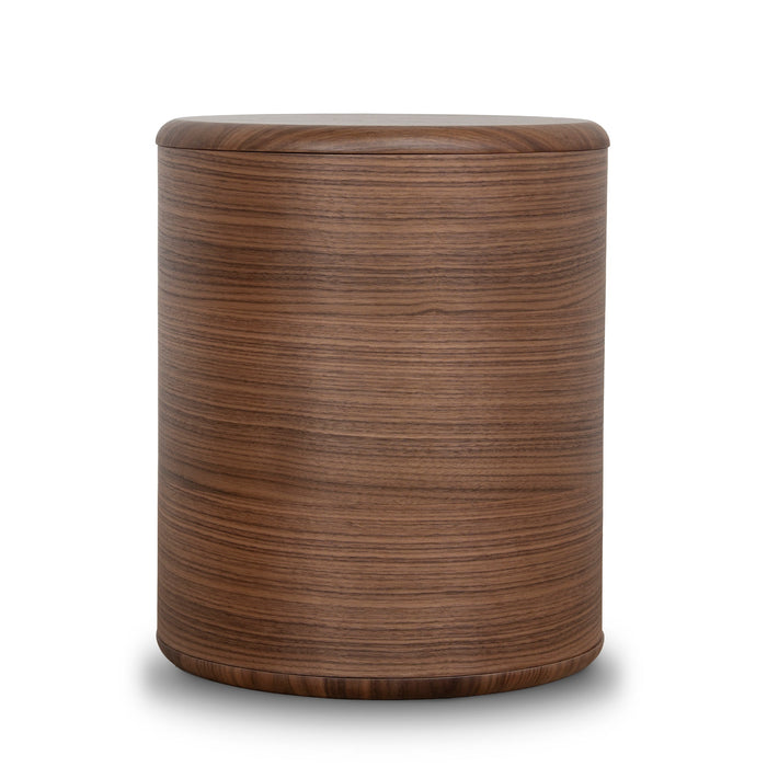 Leonard 46cm Round Bedside Table - Walnut