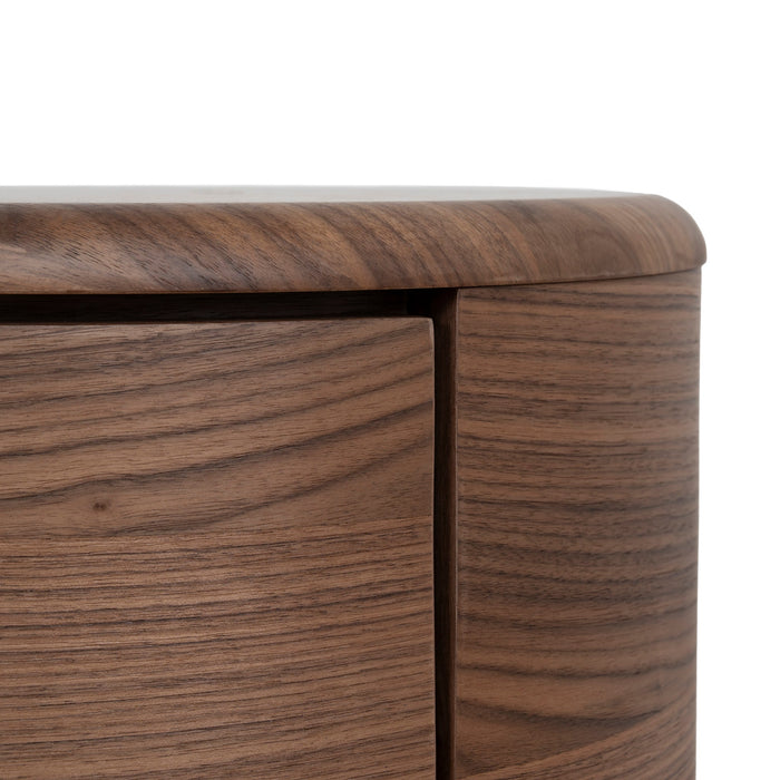 Leonard 46cm Round Bedside Table - Walnut