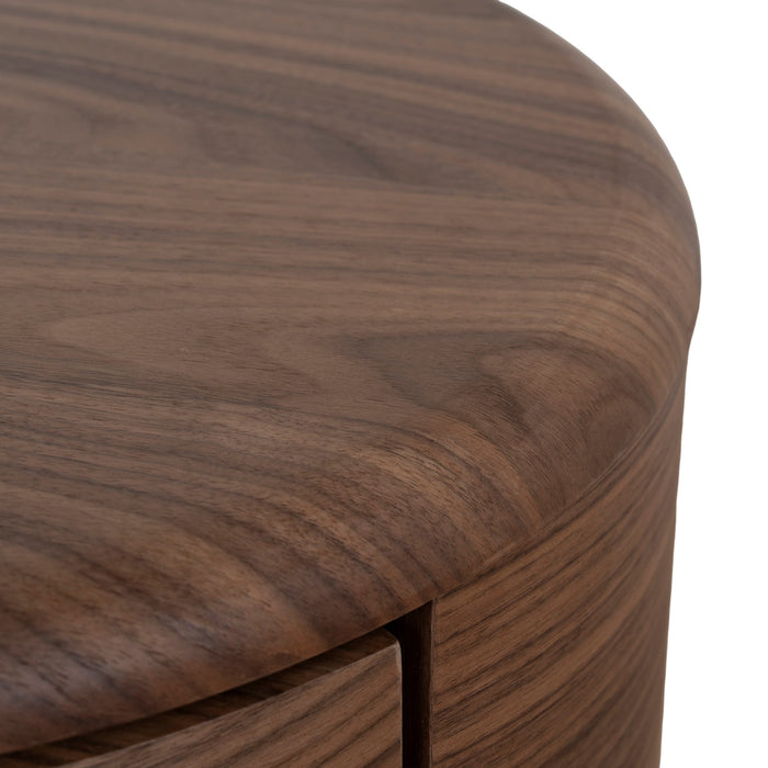Leonard 46cm Round Bedside Table - Walnut