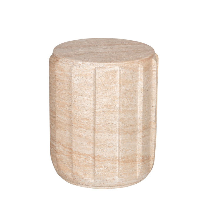 Etrusca 38cm Stool Side Table - Light Travertine Look