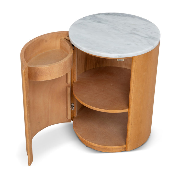 Vionne Round Bedside Table - Natural