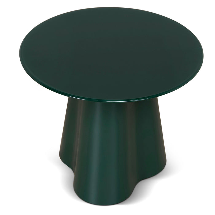 Marlix 60cm Round Tempered Glass Side Table - Green
