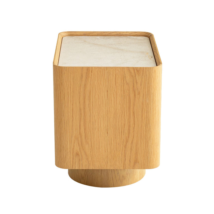 Elandra Stone Top Bedside Table - Natural