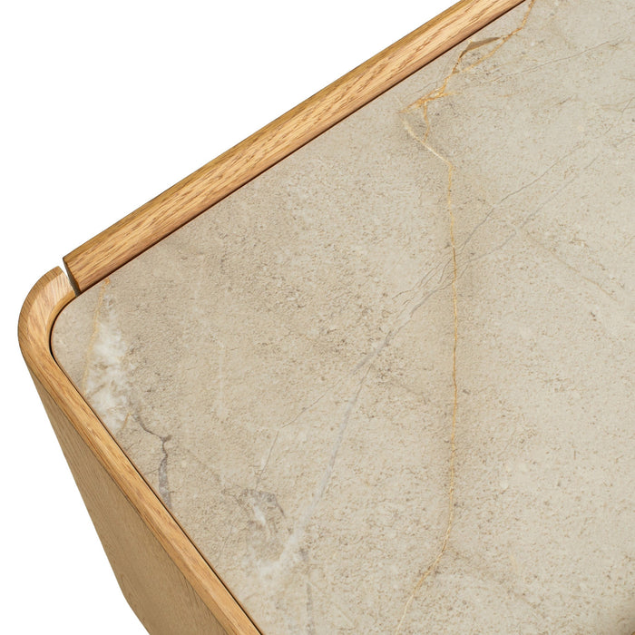 Elandra Stone Top Bedside Table - Natural