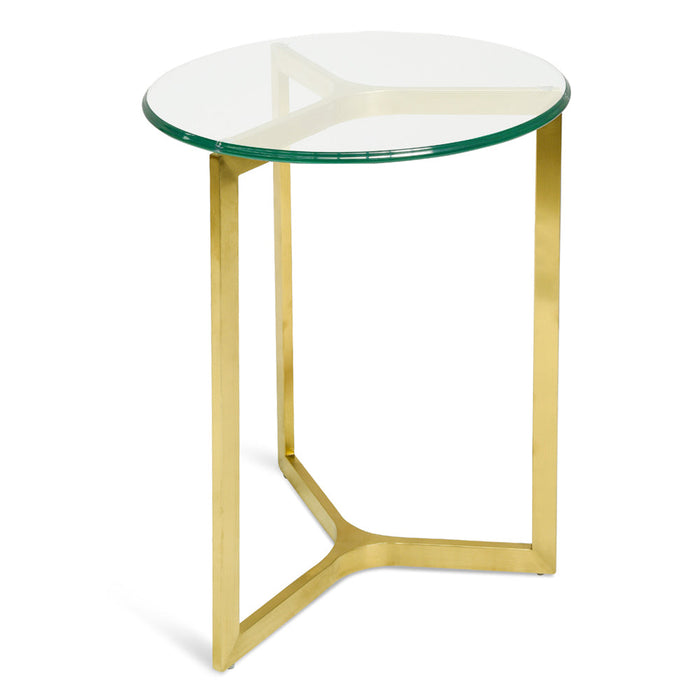 CST2356-KS Round Glass Side Table - Gold Base