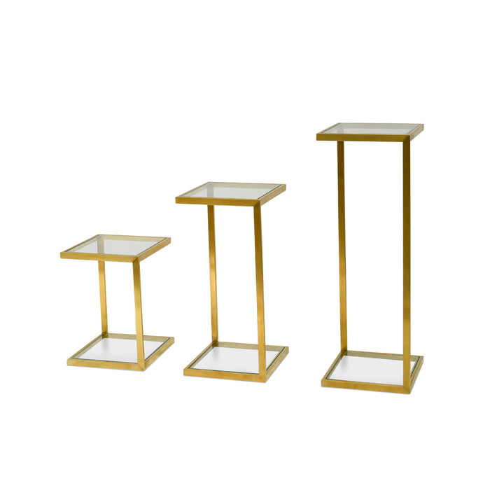 CST2358-KS Glass Side Table - Gold Base (Set of 3)