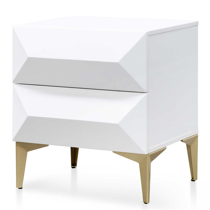 CST6410-IG Wooden Side Table - White with Gold Legs