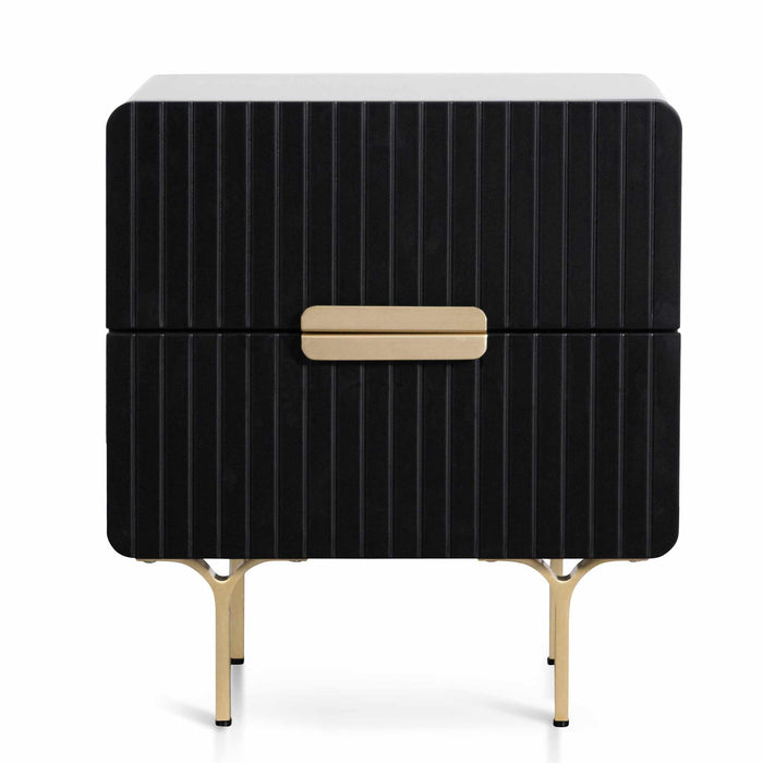 CST6735-IG Matte Black Bedside Table - Brass Legs and Handle