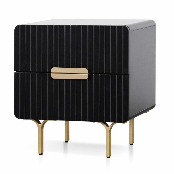 CST6735-IG Matte Black Bedside Table - Brass Legs and Handle