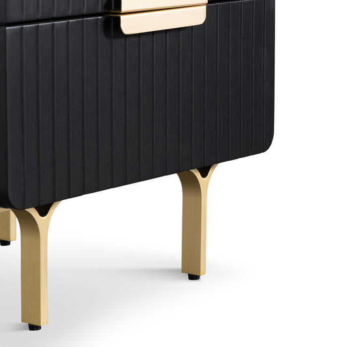 CST6735-IG Matte Black Bedside Table - Brass Legs and Handle