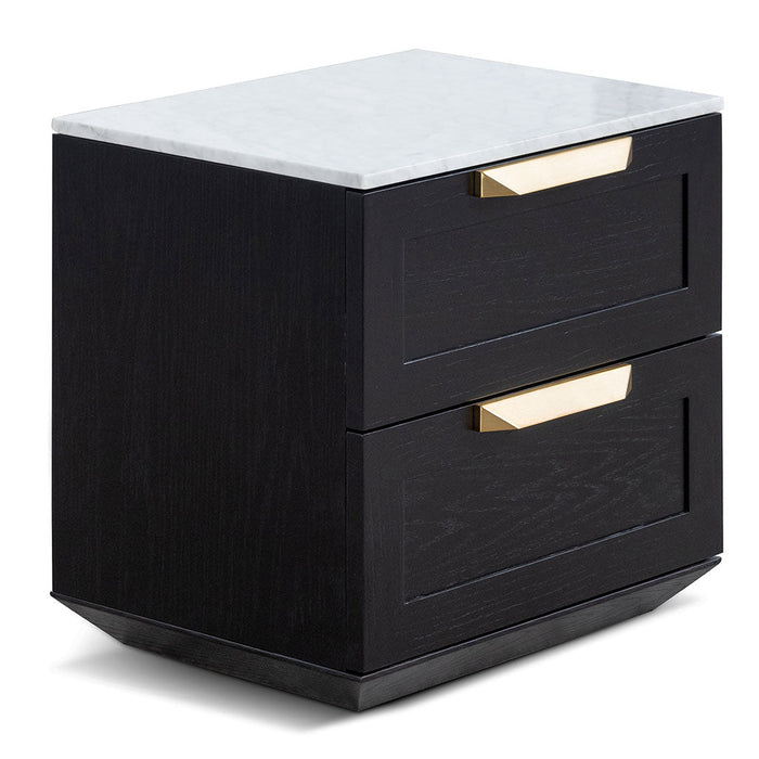 CST6863-CN Bedside Table - Black with Marble Top