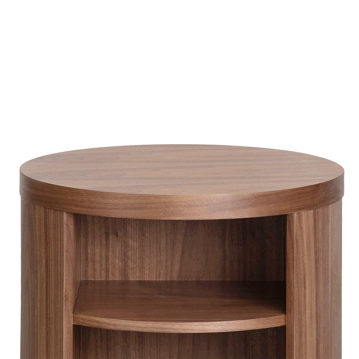 CST8083-BB Round Wooden Bedside Table - Walnut