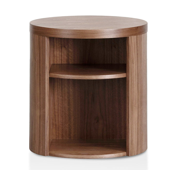 CST8083-BB Round Wooden Bedside Table - Walnut