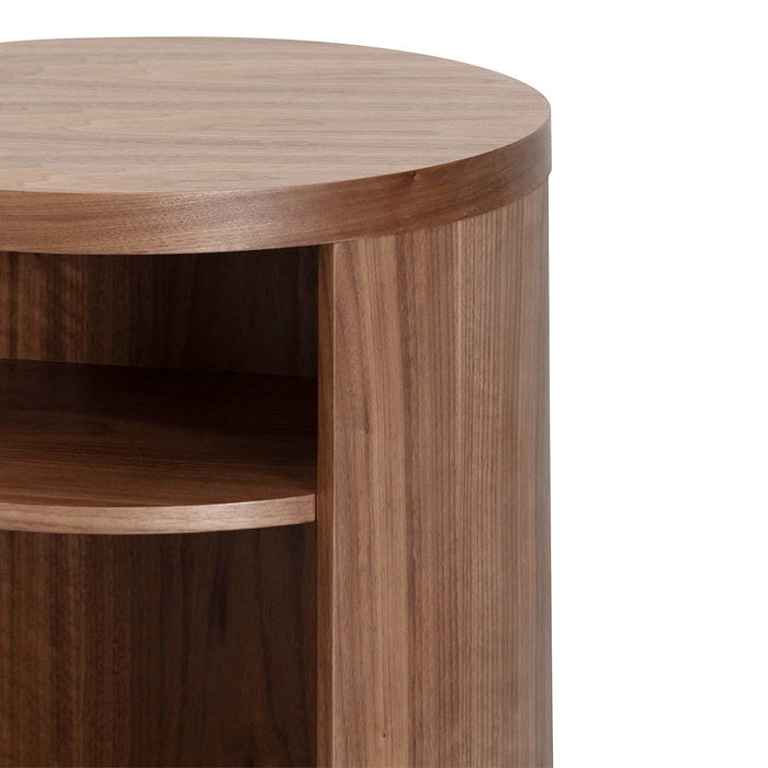 CST8083-BB Round Wooden Bedside Table - Walnut