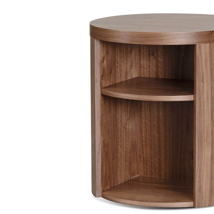 CST8083-BB Round Wooden Bedside Table - Walnut