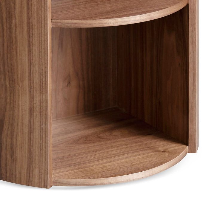 CST8083-BB Round Wooden Bedside Table - Walnut