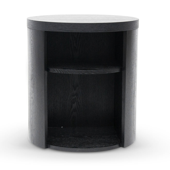 CST8084-BB Round Wooden Bedside Table - Black Mountain