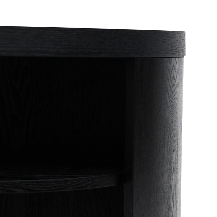 CST8084-BB Round Wooden Bedside Table - Black Mountain