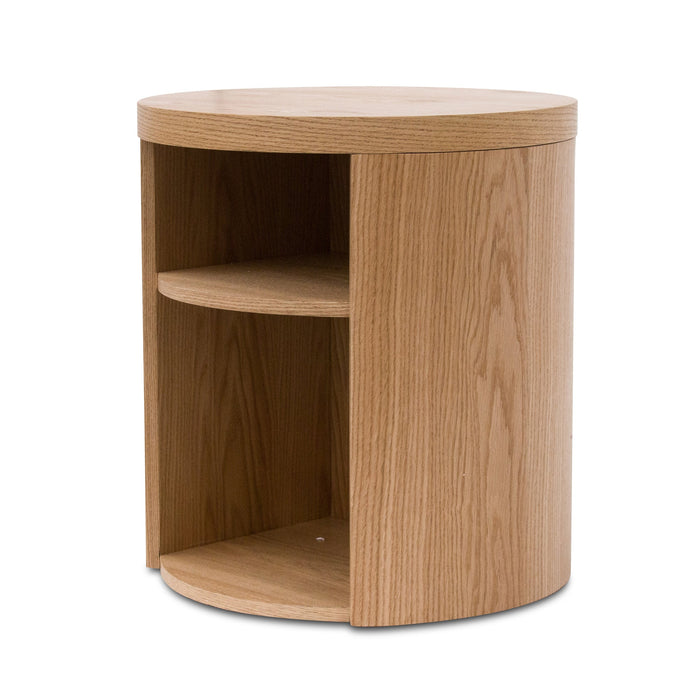 CST8085-BB Round Wooden Bedside Table - Natural