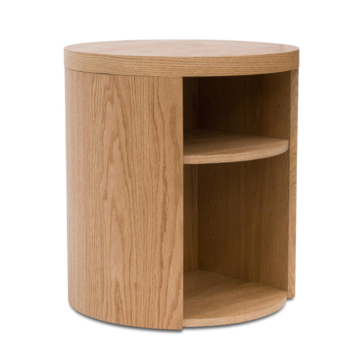 CST8085-BB Round Wooden Bedside Table - Natural