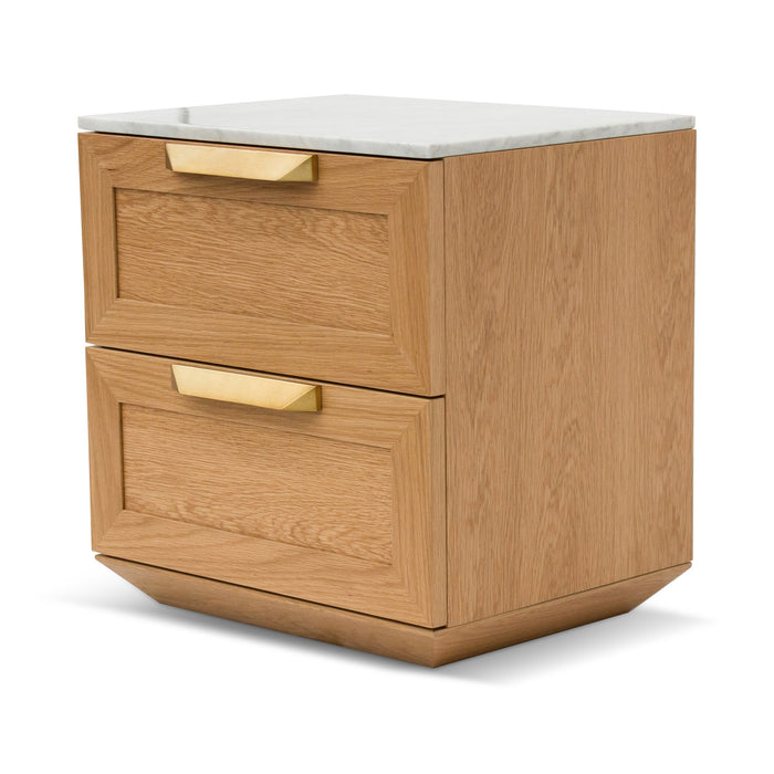 CST8235-CN Bedside Table - Natural with Marble Top