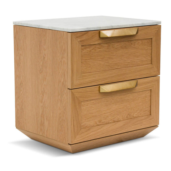 CST8235-CN Bedside Table - Natural with Marble Top