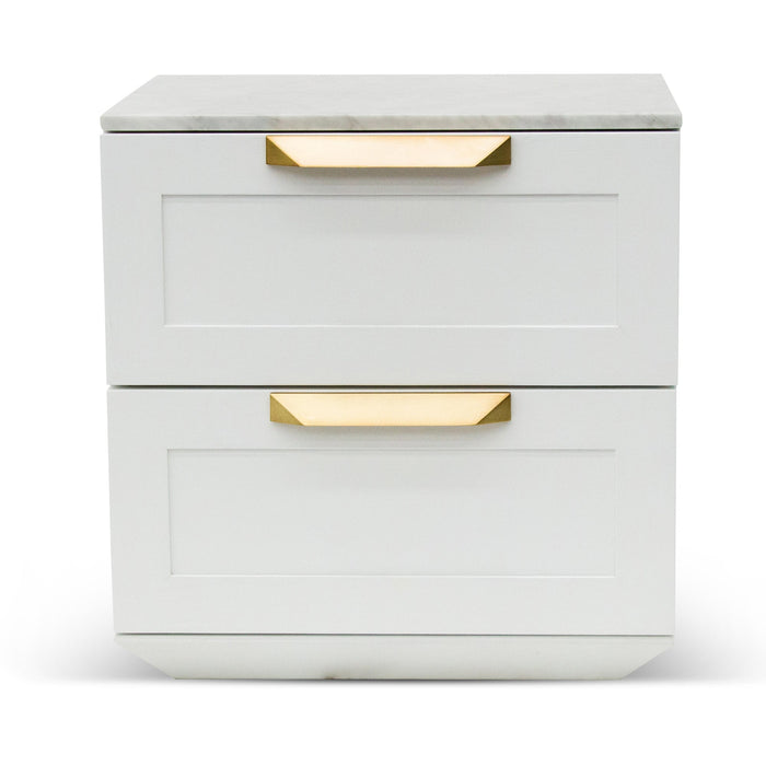 CST8236-CN Bedside Table - White with Marble Top