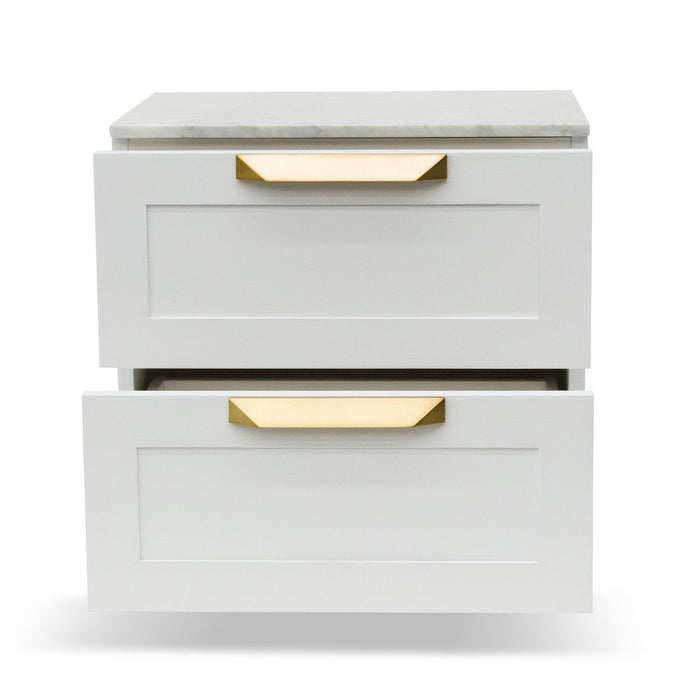 CST8236-CN Bedside Table - White with Marble Top